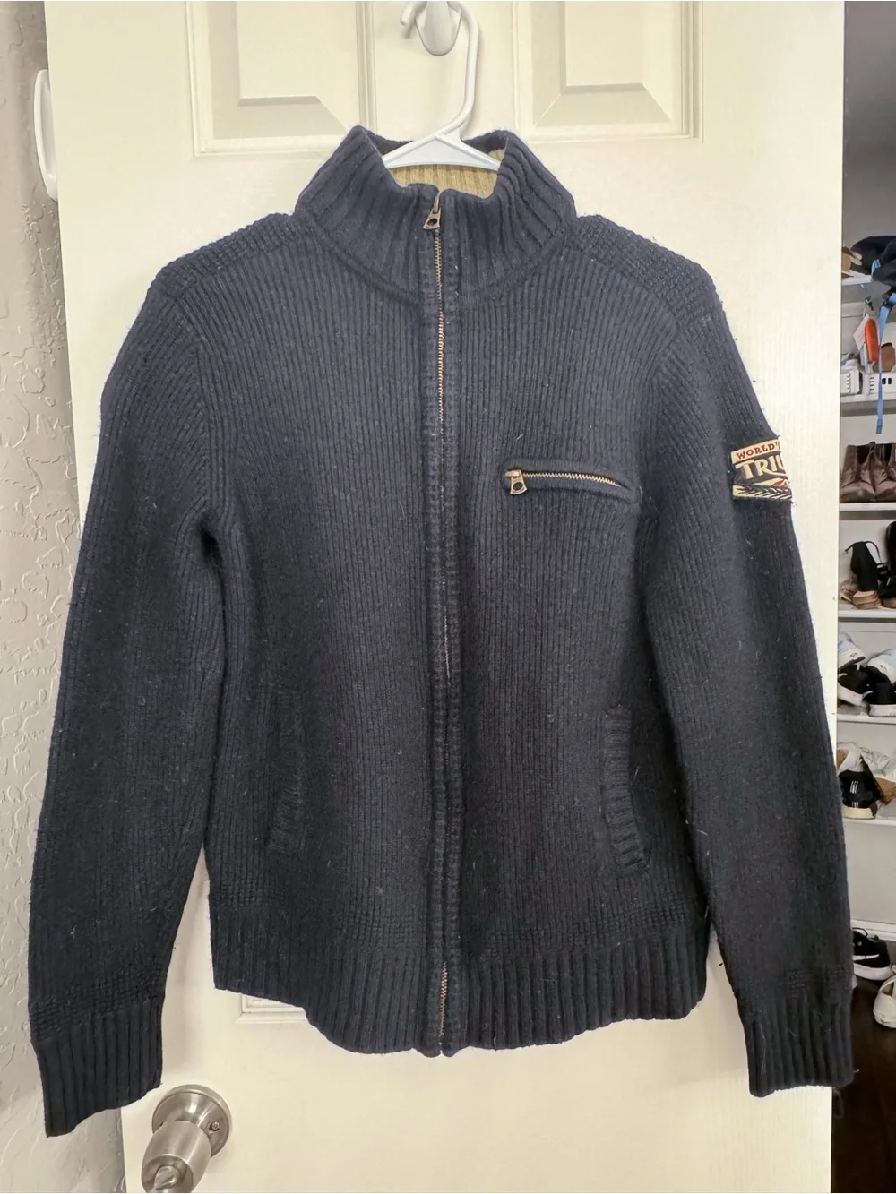 Lucky Triumph Motorcycles Black Wool Knit Sweater